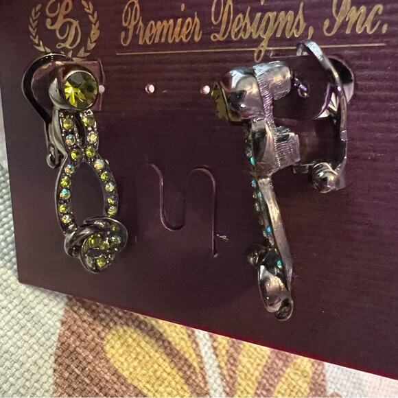 Premier Designs Sage Blossom Clip Post Earrings NEW - Picture 2 of 6